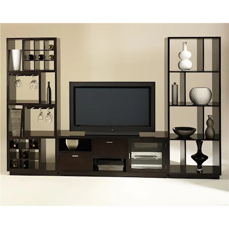 Wall Unit with Wine Rack & Open Book Shelf